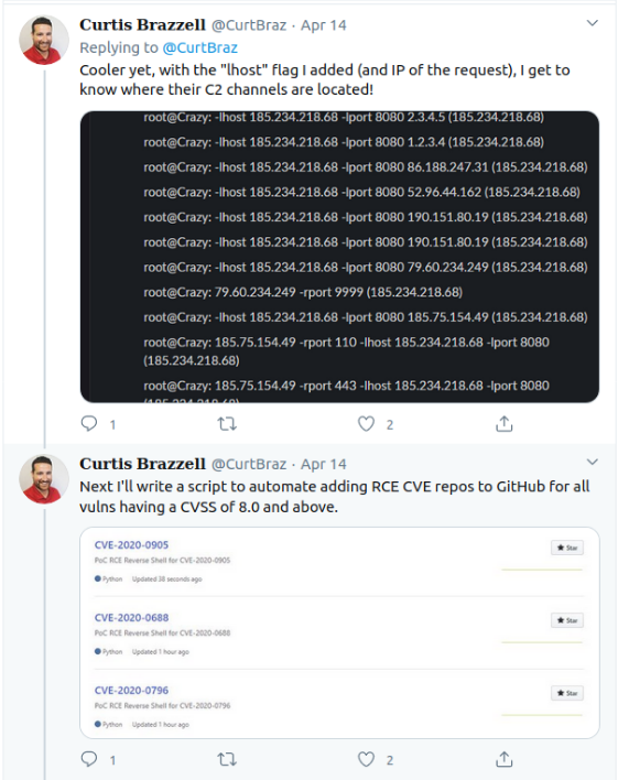 Snapshot of a Tweet from Curtis Brazzell describing next steps for his experiment
